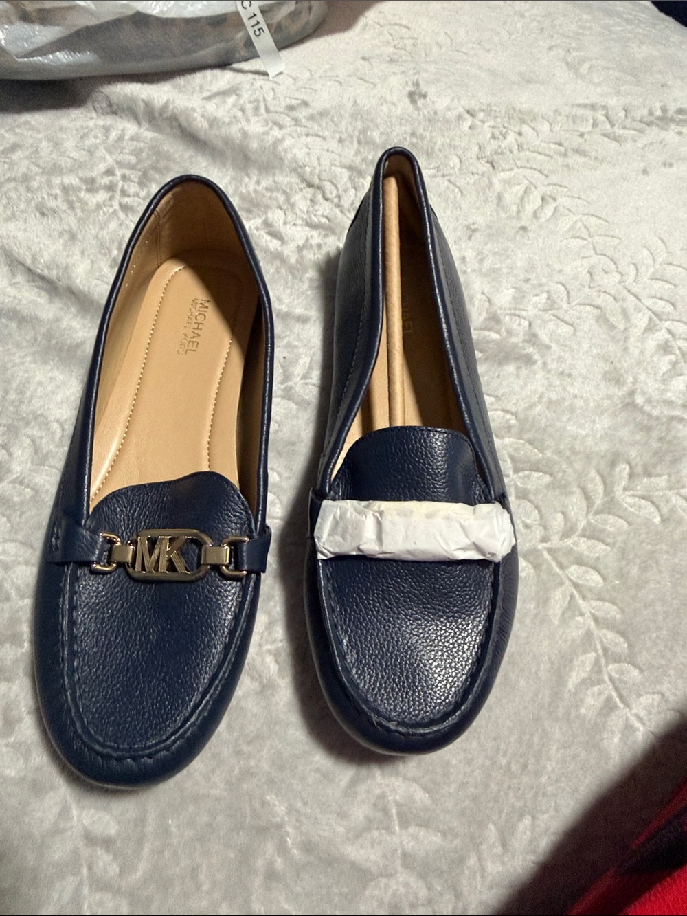 Michael Kors Navy Leather MK Bit Loafers